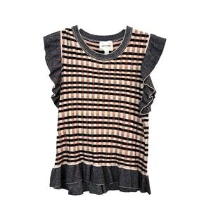 Industry Republic Knit Top Women's XL Ruffle Blouse Quiet Luxury Office Siren